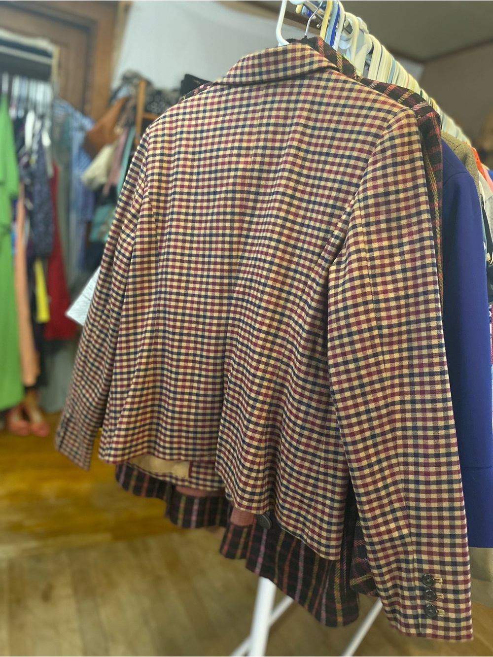Merona Red, Blue & Tan Plaid Women's Blazer - Picture 6 of 7